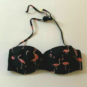 Kate Spade Swim Bikini Top Black Pink Flamingo M